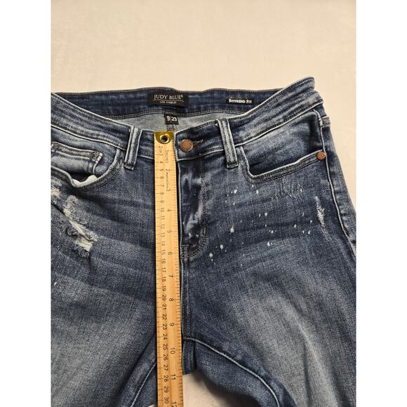 Judy Blue Jean Women 9/29(31x29) Blue Boyfriend Fit High Rise Stretch Distressed - Picture 7 of 8